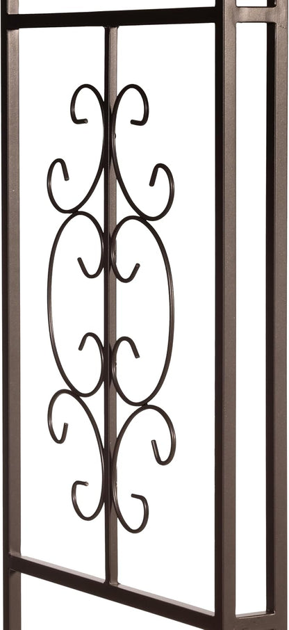 Plow & Hearth Arch Metal Outdoor Garden Arbor Montebello Gunmetal 7 Feet Tall, Steel Iron Trellis Lattice for Climbing Plants & Heavy Vines Wedding Arch Outdoor Patio Décor