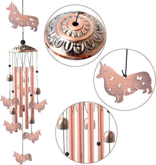 Handcrafted Dachshund Wind Chimes -Dog Gift for Women,Unique Outdoor Musical Decor for Garden,Patio & Nursery, Memorial Day Gifts for Mom/Wife/Daughter, Whimsical Yard Decorations with Soothing Tones