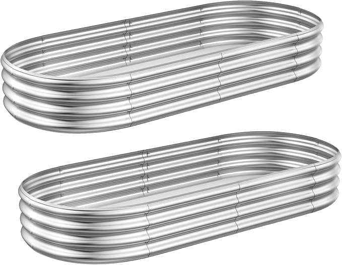 GADI Metal Raised Garden Bed 7×3ft Galvanized Planter Box for Vegetables, Flowers, Herbs, and Succulents, 2 Sets