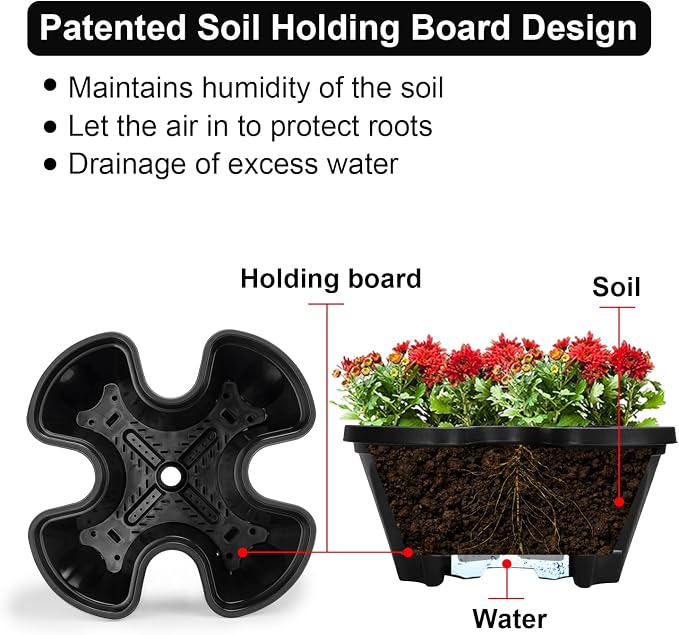 GameXcel Vertical Planter Tower - 5 Tier Stackable Garden Planters with Wheels and Tools Plant Pots for Strawberry Herb Flower and Vegetable Indoor Outdoor Use Black