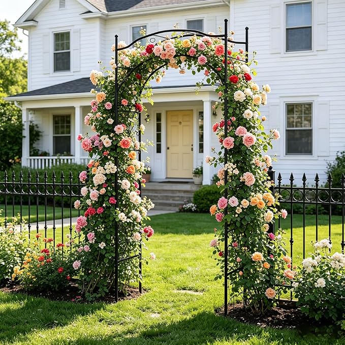 Metal Garden Arbors 93" Thickened Arch Trellis for Climbing Plants | Outdoor Arbor Rustproof Metal Frame Trellises Grapes Rose Yard Entrance Wedding Arched Backdrop Stand Party Event Decoration