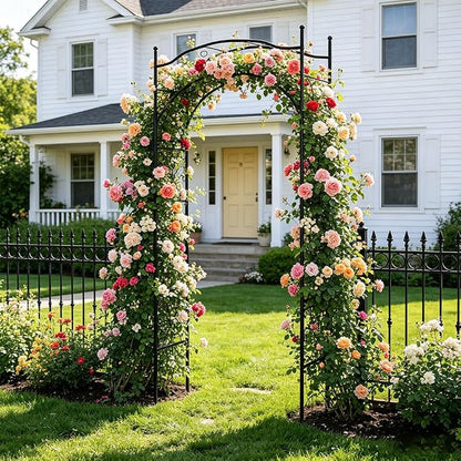 Metal Garden Arbors 93" Thickened Arch Trellis for Climbing Plants | Outdoor Arbor Rustproof Metal Frame Trellises Grapes Rose Yard Entrance Wedding Arched Backdrop Stand Party Event Decoration