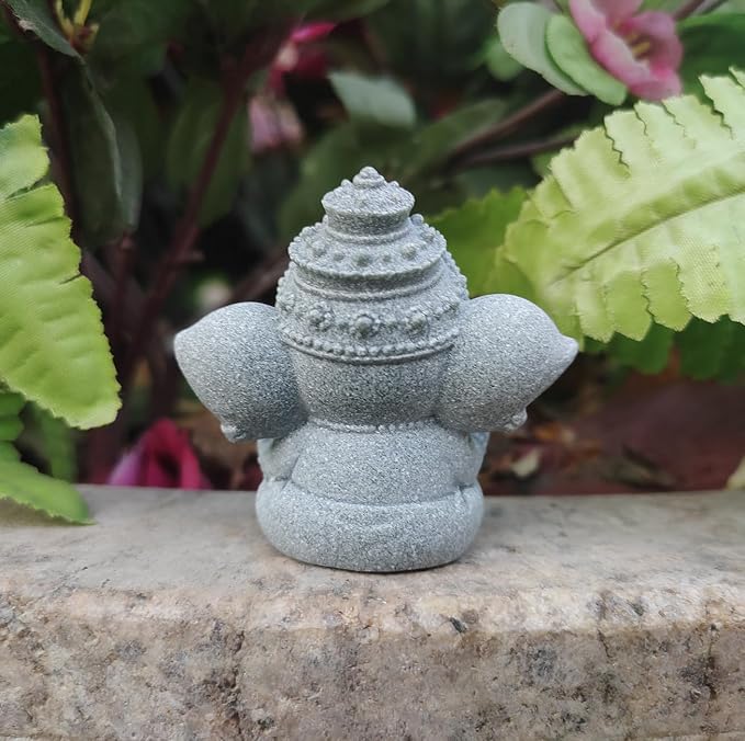 livelyfish Small Elephant Statue Sandstone Figurine Hindu Meditation Buddha Sculpture for Fish Tank Aquarium Decoration (F)