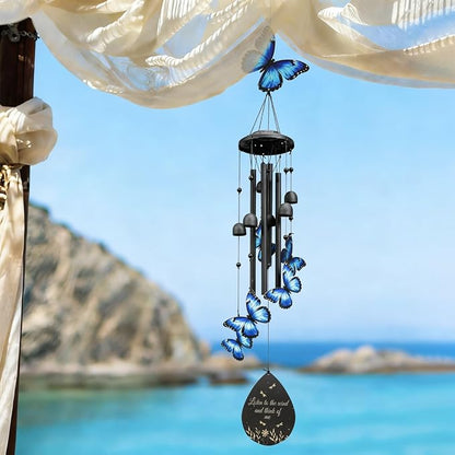 Butterfly Wind Chimes Outdoor Metal Windchimes Garden Patio Decor | Butterfly Gifts for Women Ideal Memorial/Housewarming/Birthday/Festival Gifts Front Yard Decor