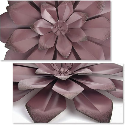 EASICUTI Brown Metal Flower Wall Art Decor Hanging For Indoor Outdoor Home Bathroom Kitchen Dining Room Bedroom Living Room Office Or Wall Sculptures 12 Inch