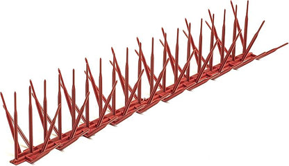Bird B Gone - Brick Red Plastic Anti Bird Spikes (24') - Humane Deterrent - Stops Pigeons & Birds from Roosting - UV-Stabilized Polycarbonate - for Rooftops, Ledges, Fences, Etc - Made in USA