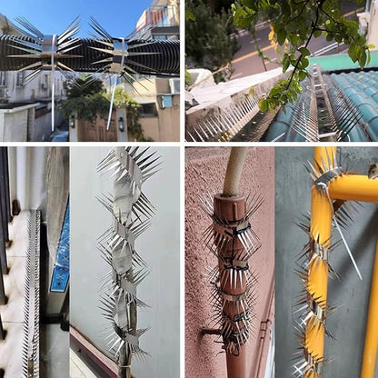 Animal Repeller Defender, Stainless Steel Sharp Blade Spikes Scarer Device,Deterrent Strips Fence for Pipes Acces and Climb (49.2 Feet)