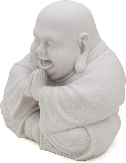 Buddha Groove Happy Buddha Statue - Decorative Zen Figurine for Home and Garden, Outdoor-Friendly (White), Perfect for Meditation and Feng Shui