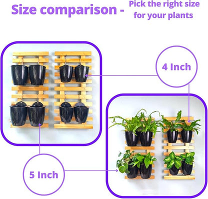 LaLaGreen Indoor Wall Planters (5in, 10 Pack) Self Watering Hanging Pots | Eco Wall Mounted Planter System Living Plant Holder Trendy Live Wall Garden Outdoor for Herb Garden Home Decor