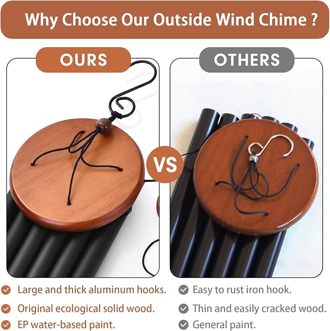 Wind Chimes for Outside, Wind Chimes with Thickened Tube, Outdoor Windchime for Garden Yard Patio Decor, Unique Gift for Women