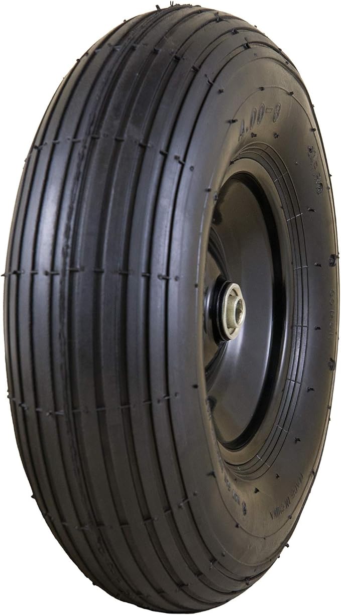 Marathon Replacement Wheelbarrow Wheel with Adapter Kit - 13-Inch - Fits Tire Size of 4-Inch x 6-Inch (3.50/2.50-8-Inch), (20296-M)