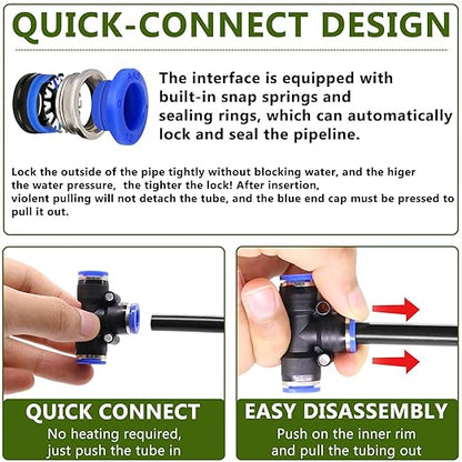 65.6FT/20M Drip Irrigation System, 360° Bendable Irrigation System for Garden, Garden Watering System with Quick Connector and Adjustable Nozzles, Drip Irrigation Kit for Greenhouse, Yard, Plants