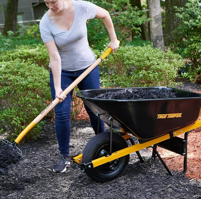 True Temper Wheelbarrow with Pneumatic Tire and Steel Handles, 6 Cu. Ft