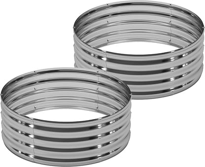 DIIYIV 2PCS 4x4x1FT Galvanized Raised Garden Bed, Outdoor Metal Vegetable Flower Planter Box Silver