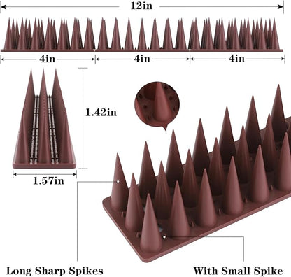 CIIC Bird Spikes, 40 Pack Pigeon Squirrel Raccoon Cat Deterrent Spike Outside Anti Birds Defender Outdoor to Keep Robin Away Roof Fence Window Nest 37.6 Feet(11.4m), Brown