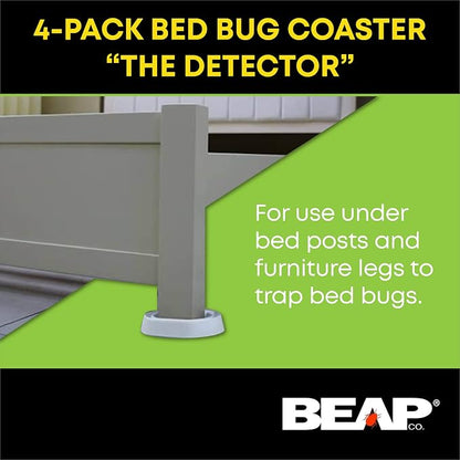 BEAPCO 4-PACK Bed Bug Detector Interceptors | Eco Friendly Bed-Bug Traps for Bed-Frame Legs |( 6.5” × 6 “ x 3”)| Interceptor, and Monitor for Pest Control (Gray)