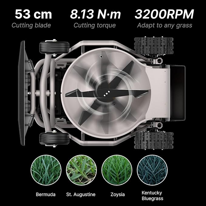 Mowrator S1 2WD 56V 12Ah Remote Control Lawn Mower, 45% (24°) Slope, Upgraded with Grip Tread Tires & Metal Hubcaps, 21" Steel Blade, 1.8–4.6" Height, Covers up to 0.75 Acre, Mulching Blade Included