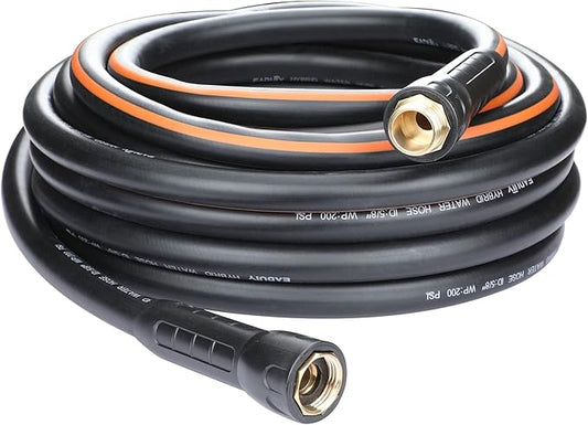 Hybrid Garden Hose 5/8 IN. x 50 FT, Heavy Duty, Lightweight, Flexible with Rotatable Grip Handle and Solid Brass Fittings, Gray+Orange