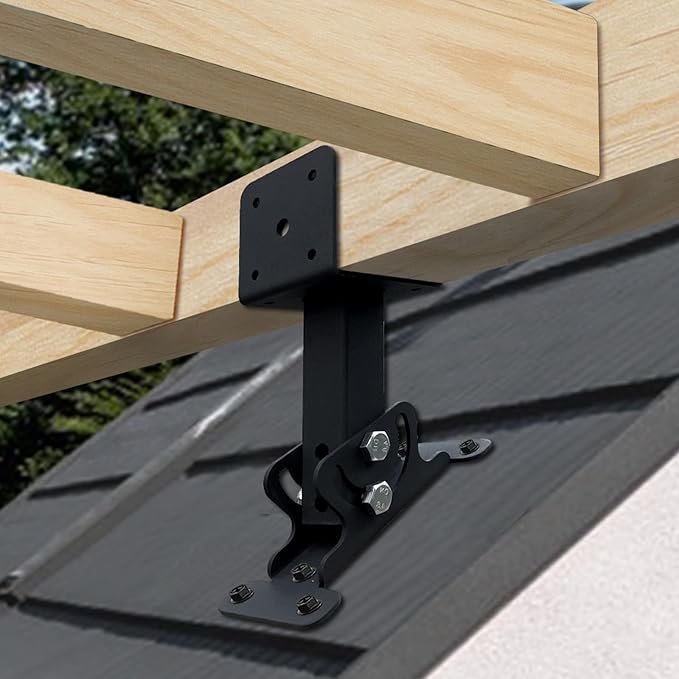 3Pcs Roof Riser Brackets Kit Pergola Roof Riser Beam Bracket, Heavy Duty Roof Mount Brackets 3-1/2" Saddle Black for Wood Post Gazebo Pergola