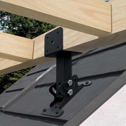 3Pcs Roof Riser Brackets Kit Pergola Roof Riser Beam Bracket, Heavy Duty Roof Mount Brackets 3-1/2" Saddle Black for Wood Post Gazebo Pergola