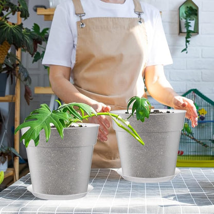Baderke 3 Pack Clear Nursery Pot Plastic Nursery Pot Large Plant with Drainage Holes for Root Health Indoor Outdoor (8 Inches)