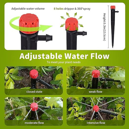 50 pcs Drip Irrigation Emitters Drip Emitters for 1/4" Drip Irrigation Tubing Adjustable 360 Degree Water Flow Irrigation Drip Heads Drip Irrigation Spray Emitters for Plant Watering System