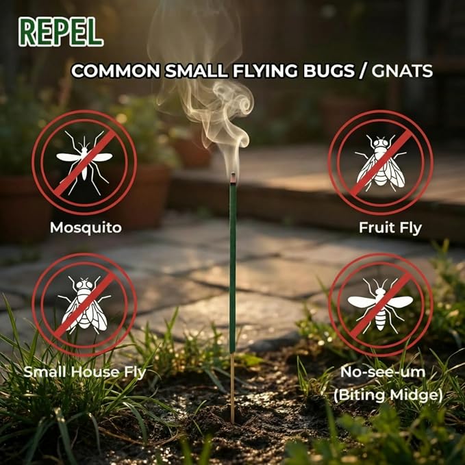 KICKOUTOR Mosquito Incense Sticks with Natural Citronella Oil, 480 Count DEET-Free Outdoor Mosquito Repellent for Patio, Backyard Gatherings & Camping, Up to 1 Hour Against Gnats & No-See-Ums