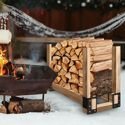 8 pack Firewood Log Storage Rack Bracket,Adjustable Heavy Duty Powder Coated Steel Holder,Fireplace Wood Storage,Log Holder For Patio Deck