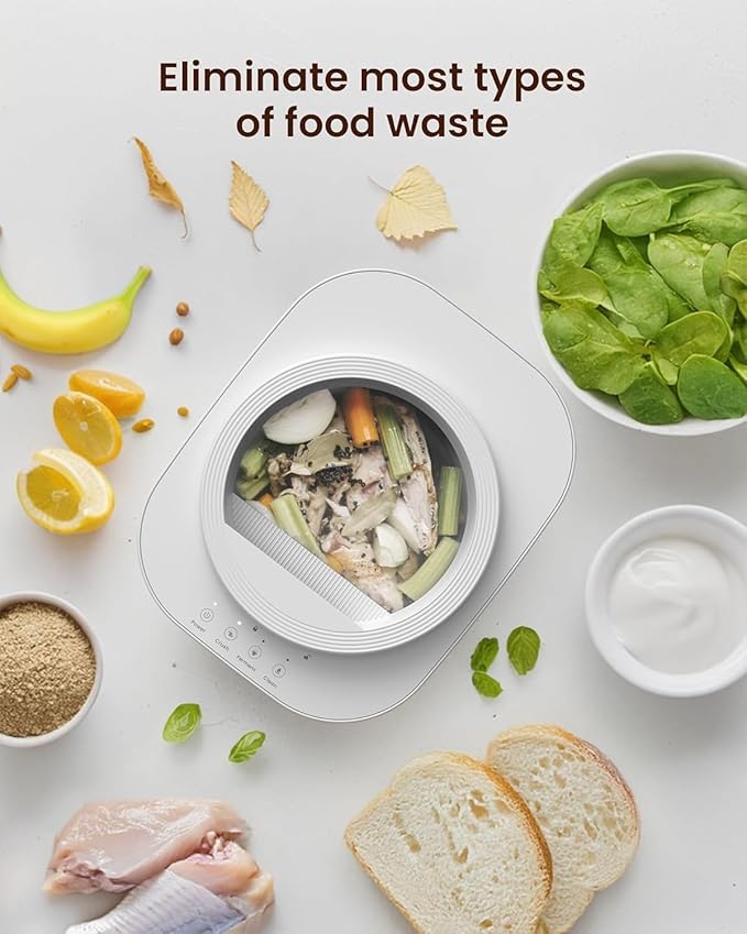 4L Electric Composter for Kitchen, Smart Countertop Compost Bin, Odorless | Low Noise | Auto-Cleaning | Turn Food Waste into Fertilizer, Indoor Food Waste Compost Machine, White