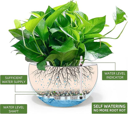 Dexceder 13.5 Inch Self Watering Hanging Planter (White) | Thickened Large Hanging Basket Flower Plant Pot with Water Level Indicator Indoor Outdoor