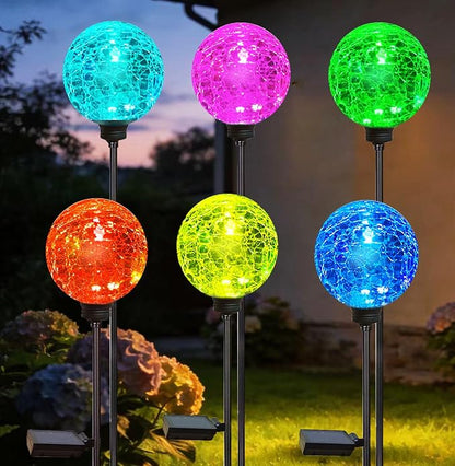 Solar Garden Lights, 6 Pack Multi-Color Changing Solar Globe Lights Outdoor Waterproof Decorative for Yard, Powered Glass Ball Garden Lights for Patio Decoration (6pack)