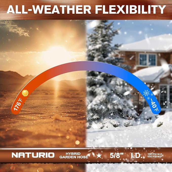 Short Leader Garden Hose 5/8" x 6ft, No Kink Lightweight Water Hose, Hybrid Rubber, Heavy Duty, 650 Burst PSI, Male to Female Fittings