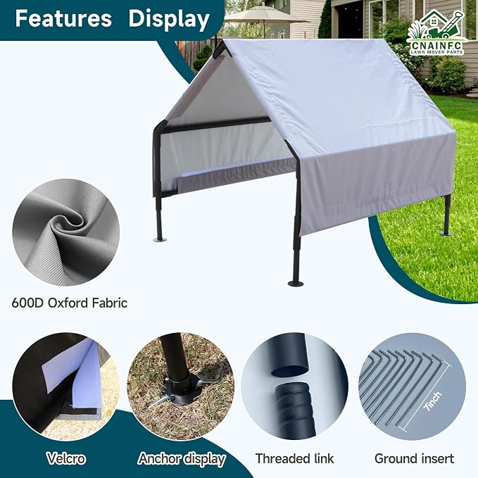 Robot Mower Garage, Waterproof UV-Proof Cover, for All Robot Mowers | Thickened 600D Oxford fabric | Rust-proof steel frame | 32×28×24in | Fits Lymow, Segway, Mammotion, Mova, WORX & more