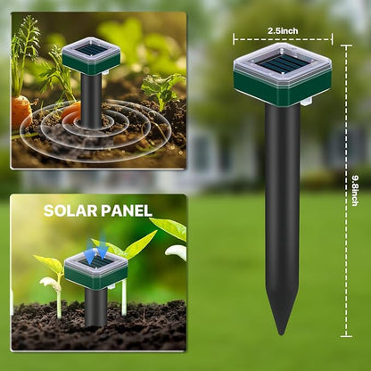 Tirgo Snake Repellent for Yard Mole Repellent Solar Powered Stakes Ultrasonic Rodent Gopher Groundhog Deterrent Outdoor Waterproof Lawns Vegetable Garden Animal Pest Repeller