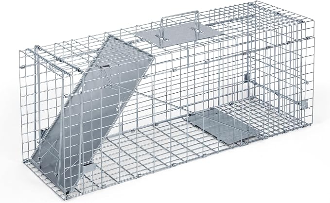 Humane Way Folding 32 Inch Live Humane Animal Trap - Safe Traps for All Animals - Raccoons, Cats, Groundhogs, Opossums - 32" L x 10.2" W x 12.2" H