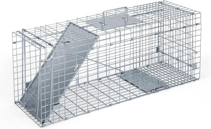 Humane Way Folding 32 Inch Live Humane Animal Trap - Safe Traps for All Animals - Raccoons, Cats, Groundhogs, Opossums - 32" L x 10.2" W x 12.2" H