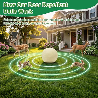 10PCS Effective Deer & Rabbit Repellent Balls, Long Lasting Deer Repellent for Plants, Deer Away Rabbit Repellent for Garden Yard Lawn Vegetable and More, Natural Deer Repellent Balls Safe for Pet Kid