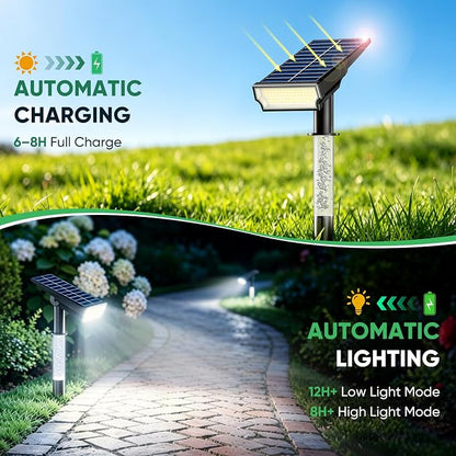 Solar Spotlights Outdoor Waterproof, 76-LED Super Bright Solar Lights Outdoor, 2 Lighting Modes Garden Lights Solar Powered for Pathway Yard Tree Statues- Cool White, 2 Pack