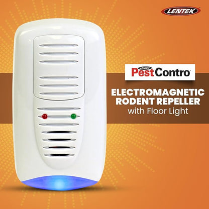 PestContro Ultrasonic Rodent Repeller w/ Floor Light, Plug-In Electromagnetic Pest Repellent and Nightlight, Non-Lethal Control for Mice Rat Cockroach Spider Ants, Kitchen Cellar Office Garage Attic