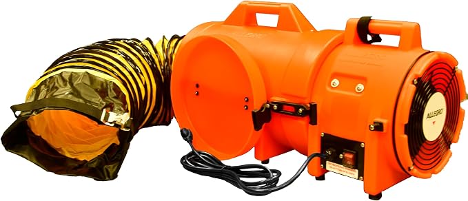 Allegro Industries-9533-25 32" X 13 12" X 14 12" 831 cfm 13 hp 115 VAC 3 A Motor Polyethylene Com-Pax-Ial Blower with Canister and 8" X 25' Duct,Orange