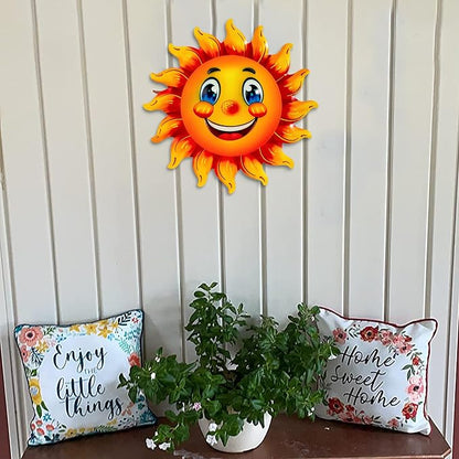 Metal Sun Wall Decor, 13Inches Sun Outdoor Wall Art for Garden Yard Room Kitchen Patio Fence Decorations