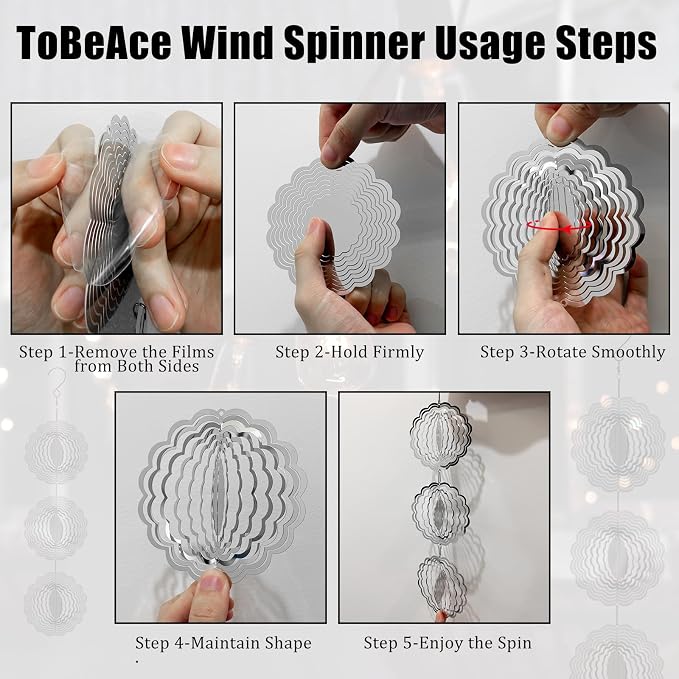 Stainless Steel Bird Deterrents for Outside Patio, Reflective Bird Scare Devices 3D Wind Spinners Outdoor Decor, Woodpecker Deterrent Bird Reflectors to Keep Pigeon Crow Away House Yard Window Porch