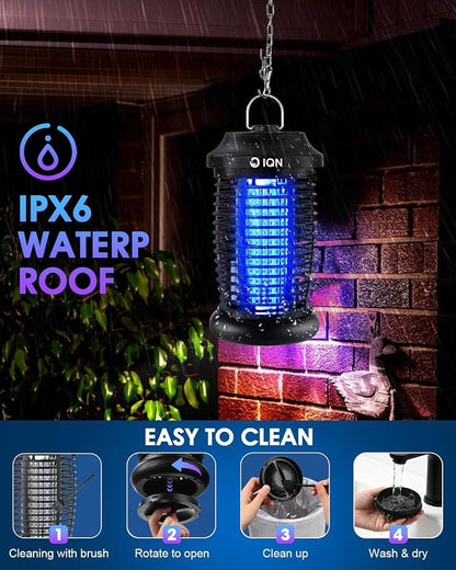 Bug Zapper Outdoor, Plug in Electric Mosquito Fly Zapper w/ 15W Light & 4200V Grid & on/Off Switch, Mosquito Traps & Killer for Indoor, Kitchen, Patio, Backyard and More (Black)