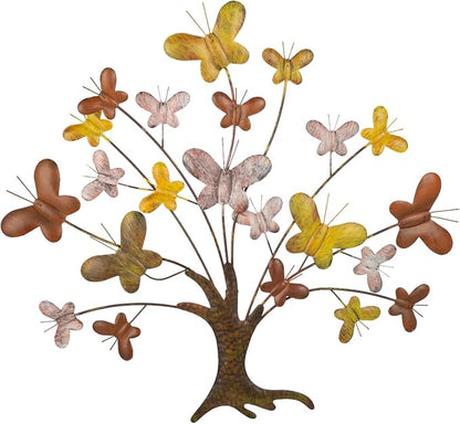 dreamskip Tree of Life Wall Art, 28" Large Outdoor Wall Decor with Butterfly, Handcrafted Tree Metal Wall Art for Garden, Patio, Fence, Living Room, Bedroom