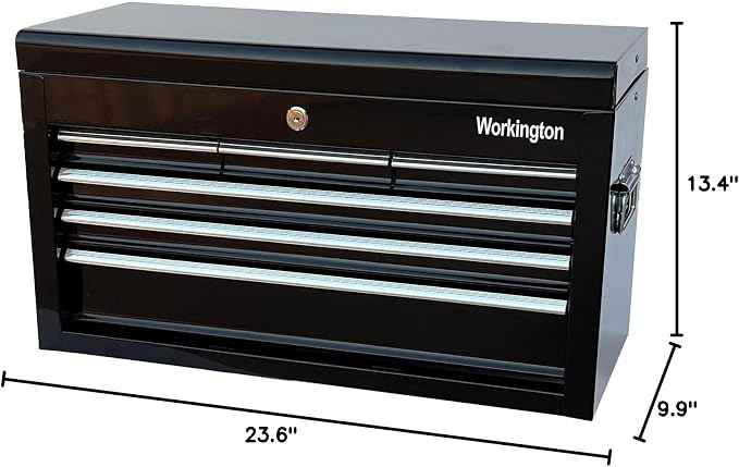 Workington Portable Metal Tool Chest with 6 Drawers, 24" 6-Drawer Tool Chest Cabinet with Ball Bearing Drawer Slides, Steel Tool Storage Box Organizer 4005 Black