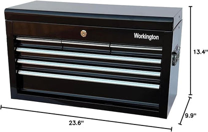 Workington Portable Metal Tool Chest with 6 Drawers, 24" 6-Drawer Tool Chest Cabinet with Ball Bearing Drawer Slides, Steel Tool Storage Box Organizer 4005 Black