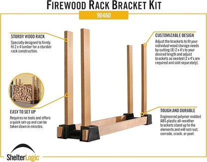 ShelterLogic LumberRack Firewood Rack Adjustable Plastic Bracket Kit, Black, 5.5" x 15" x 10.75"