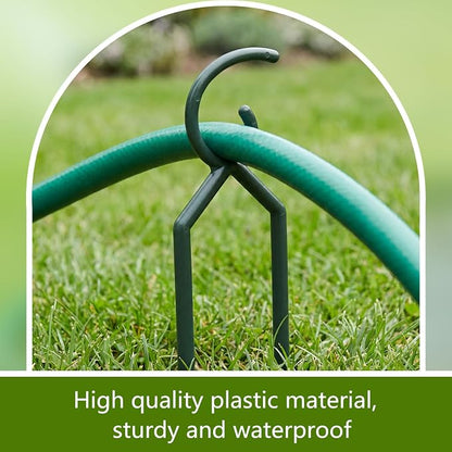 Taiyin 20 Pcs 3/4 Inches Garden Hose Guide Stakes Holder Garden Hose Green Holder Spike for Outside Yard Lawn Flower Beds Irrigation Sprinkler Protect Plant