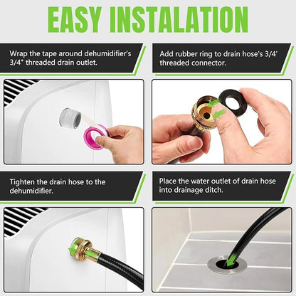 20FT Dehumidifier Drain Hose 3/4" FHT,Leakproof Dehumidifier Hose with Rustproof Durable Connector,Thickened drain hose for dehumidifier indoor,Perfectly Compatible with Most Brands of Dehumidifiers