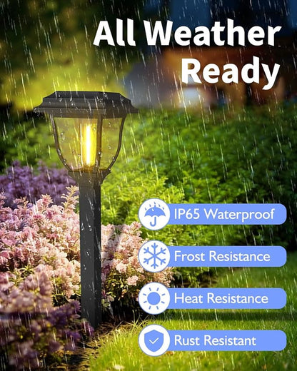 Solar Pathway Lights 2 Pack Mini Outdoor 3000K Bright Auto On/Off Solar Garden Lights Long Lasting Solar Powered Landscape Light for Path Yard Walkway Lawn Driveway Decor Lighting - Warm White